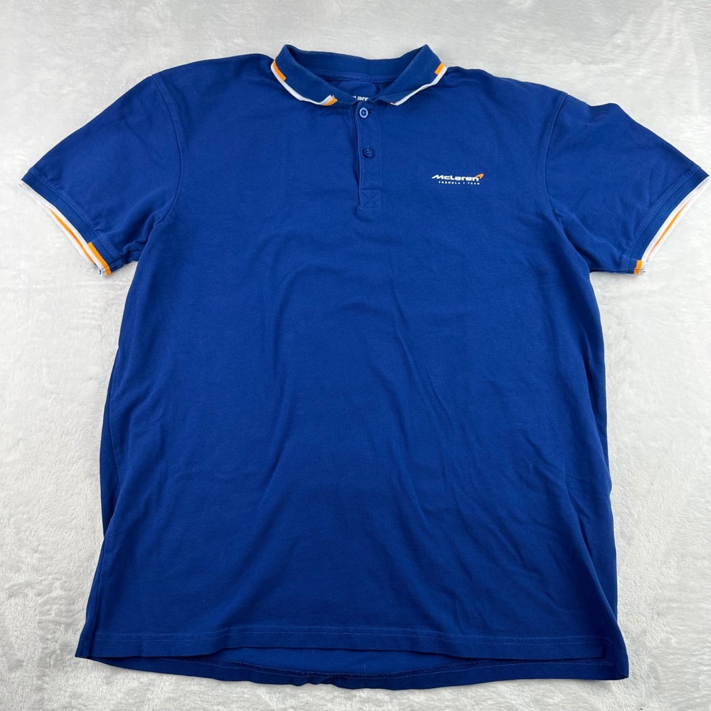 McLaren Formula 1 Team Castore Mens XL Blue Polo Shirt F1 Racing Cotton Tipped
